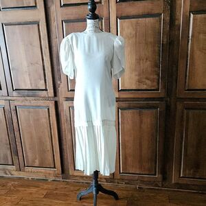 Vintage Maggy Boutique.  Cream and White Pleated Dress